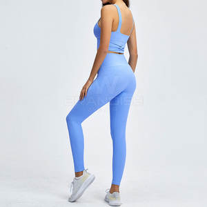 ชุดเล่นโยคะฟิตเนส2ชิ้นสำหรับผู้หญิงชุดเล่นโยคะไร้ตะเข็บยืดหยุ่นสูง - Product Image 3