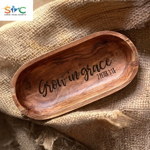 Cuenco de madera grabado hecho a mano versículo de la Biblia presente religioso decoración única para el hogar nueva casa regalo de inauguración - Product Image 3