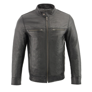 Chaqueta de cuero informal transpirable de invierno 2025 hecha en Pakistán para hombre, cuello levantado y cierre de cremallera, estilo con patrón de letras - Product Image 5