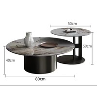 Juego de Mesa de Centro de Diseño Creativo para Sala de Estar, Mesas de Centro Redondas de Acero Inoxidable + Mesa Esquinera