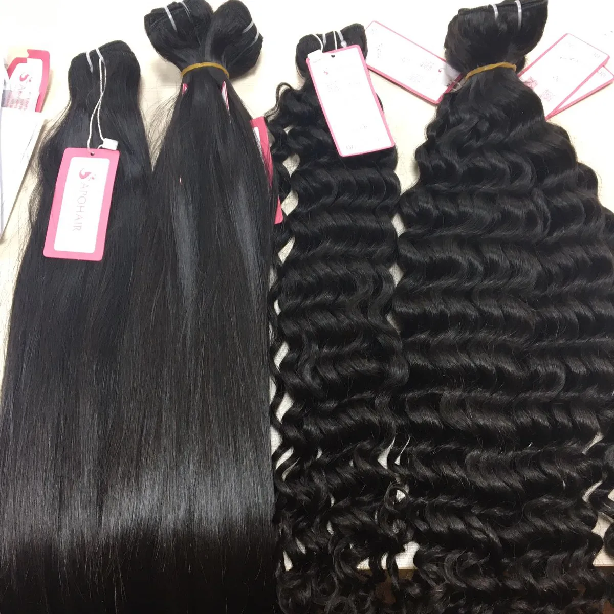 Wholesale Straight/Wavy/Curly Virgin Human Hair Bundles Extensions 100% Machine Sewing Double Wefted Extension