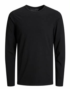 Camiseta negra sólida Unisex 100% algodón cuello redondo manga larga Jersey secado rápido estilo Casual teñido con estampado patrón camisas para hombres - Product Image 1