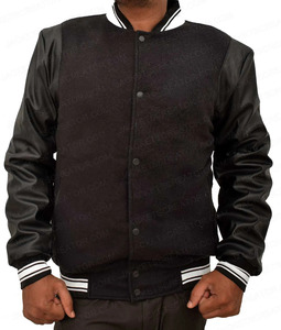 OEM/ODM Người Đàn Ông Của Màu Đen Len Varsity Áo Khoác Noah Centineo Của Hoàn Hảo Ngày Đứng Cổ Áo Mùa Xuân/Mùa Đông Bán Buôn Cho Cả Hai Giới Tính - Product Image 5