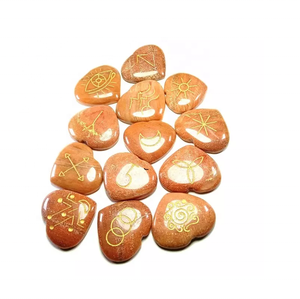 Haute qualité karuna rouge aventurine forme coeur pierre 13 pièces karuna ensemble naturel guérison cristal pierres précieuses Karuna ensemble en gros - Product Image 1