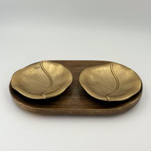 Nouveauté : Ensemble de 2 bols en aluminium pour fruits secs avec finition PVD dorée et plateau, idéal pour offrir en cadeau lors d'un mariage ou d'une fête - Product Image 5