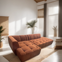 Ensemble de canapés modulaires en tissu personnalisables et modernes avec canapé-lit double rafraîchissant, pieds en bois et rembourrage en mousse pour salon et atelier