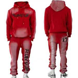 Manufacturer Custom Men Sweatsuit Streetwear Heavyweight Sweatsuit Mens Embroidery Vintage Acid Washed <b>Jogger</b> Sweatpants and Hoodie Set - Product Image 3