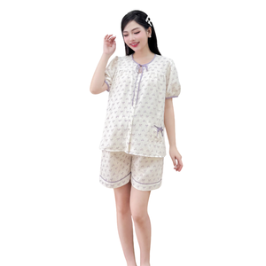 Conjunto de maternidad B772, pantalones cortos con lazo morado, diseño de alta calidad, ropa informal minimalista anticontracción, buena absorción, diseño personalizado - Product Image 1