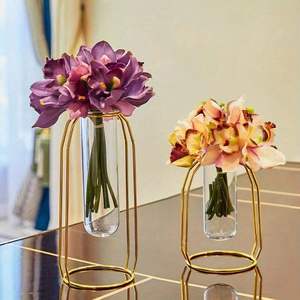 Metal Black Gold Flower Vase Test Tube Vase for Hydroponic Plant, Small Bud Pot Office Table <b>Top</b> - Product Image 2
