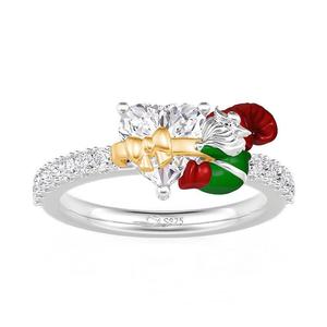 Jeulia Hug Me Gnome Heart Diamond <b>Ring</b> with Pave Band and Bowknot - Product Image 2