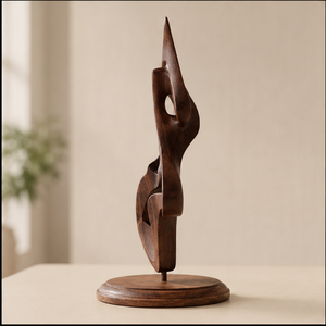 Sculpture abstraite moderne en bois d'acacia, décoration d'art pour table, décoration d'intérieur, forme irrégulière, artisanale, écologique, durable - Product Image 4