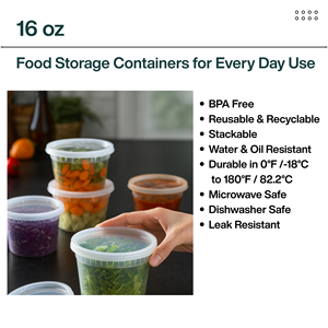 ProTakeOut PTODLH16 17 oz <b>Heavy</b>-<b>Duty</b> PP Deli Containers with Lids 240 Sets (24/20) Microwave & Freezer <b>Safe</b> Durable - Product Image 6