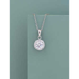 Collier à pendentif en diamant américain Halo avec chaîne Collier à pendentif en argent sterling tendance - Product Image 1