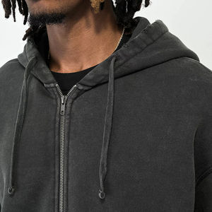 เสื้อฮู้ดผ้าฝ้ายโอเวอร์ไซส์สำหรับผู้ชายผ้าฟลีซปักซิปรูด100% ดีไซน์แบบกำหนดเองสไตล์ใหม่สำหรับฤดูหนาว - Product Image 3