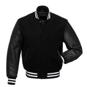 Veste universitaire en cuir de laine pour hommes de haute qualité veste de baseball Letterman d'université personnalisée col montant service OEM décontracté - Product Image 1