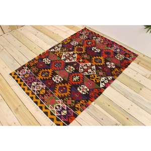 Tapis turc vintage 3,5x5,1 pieds, tapis en laine abstrait rouge - Product Image 1