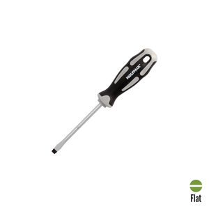 Cacciavite Piatto Stampato in Acciaio S2 con Impugnatura Bimateriale TPR Dimensioni 1,2 x Ø 6,5 x 100 mm. DIN5265 - Product Image 1