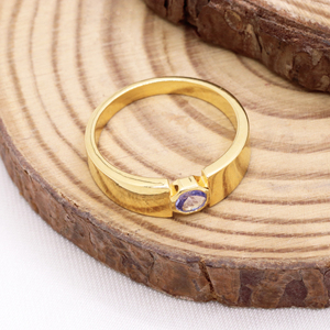 Joyería DE BODA hecha a mano de Plata de Ley 925 sólida chapada en oro amarillo de 18 quilates al por mayor-anillo solitario de piedras preciosas de tanzanita natural - Product Image 4