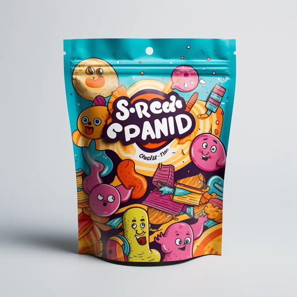 कस्टम मुद्रित जिपर पैकेजिंग बैग मिठाई स्नैक्स कैंडी जिपलॉक बैग खाद्य पैकेजिंग स्टैंड अप पाउच
