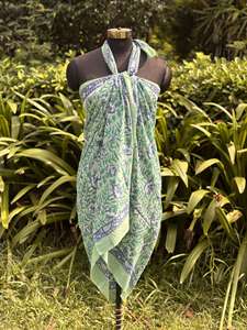 Fait à la main bloc impression coton sarongs femmes plage paréo Wrap couleur verte imprimé fleuri conception Wrap couverture Ups écharpes indiennes - Product Image 4