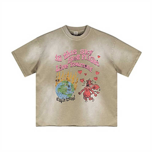 T-shirts imprimés délavés au soleil unisexe de vêtements de rue d'été de haute qualité personnalisés T-shirts lavés à l'acide pour hommes - Product Image 2