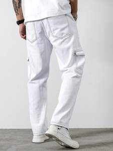 Nouveautés Jeans en Denim Extensible Simple et Confortable de Haute Qualité, Jambe Droite Ample, Entretien Facile, Pantalon en Denim pour Hommes, Printemps Automne - Product Image 4