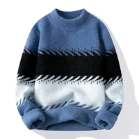 2025 Neuer Herren 100% Baumwoll-Pullover Farbverlauf Vintage 3D PU Lässiger Stil Unisex ODM Strick Weihnachts-Jacquard Knitterfrei Schnelltrocknend