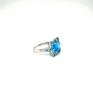 แหวนพลอยบุษราคัมสีฟ้าพร้อม925เงินแท้ของขวัญครบรอบที่สมบูรณ์แบบสำหรับผู้หญิง - Product Image 2