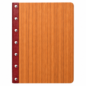 Cubierta de Menú de Madera Marrón DIVRIS con Remaches Metálicos, Capacidad para Múltiples Páginas, para Restaurantes y Hoteles - Product Image 5