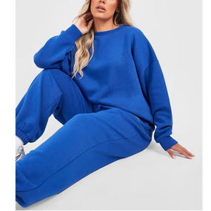 Popular 2 Pieces Set Pullover Baggy Cotton Polyester Heavyweight 360GSM Hoodies <b>Loose</b> <b>Fit</b> Long <b>Joggers</b> Women Tracksuit - Product Image 4
