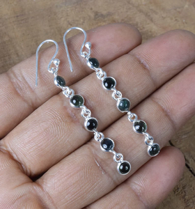 Usine directe Tourmaline verte 925 en argent Sterling fait à la main pierre précieuse naturelle Long crochet goutte balancent bijoux octobre pierre de naissance - Product Image 2