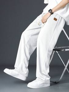 Pantalón de chándal liso en tela de nailon para hombre con cintura sólida con cordón pantalones de chándal con personalización completa - Product Image 3