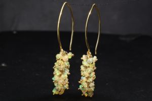 925 argent Sterling or jaune rempli pierre de naissance bijoux naturel jaune opale français crochet perlé grappe boucle d'oreille pour cadeau de fête - Product Image 4