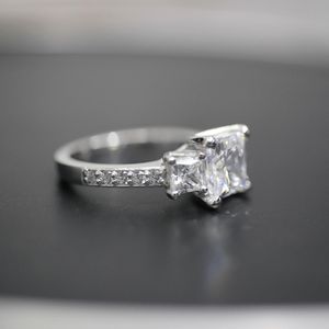 Princess Cut Diamond Prong <b>Set</b> 3 Stone Engagement <b>Ring</b> For <b>Women</b> - Product Image 4