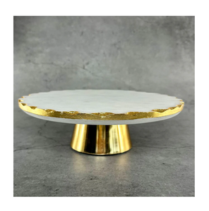 Soporte de pastel de mármol muy exigente, precio más bajo, artesanías con borde dorado, soporte de pastel de mármol para Decoración - Product Image 4
