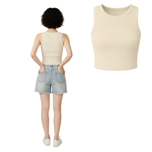 Top Corto de Punto Acanalado para Mujer, Suave, Elástico, Ajustado, Sin Mangas, con Logotipo Personalizado, OEM, ODM, Ropa de Moda de Verano - Product Image 1