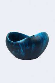 Ensaladera de resina hecha a mano con textura de mármol Aqua Swirl cuenco de decoración del hogar utilizado en el restaurante y bar del hotel en casa - Product Image 3