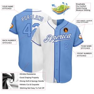 Benutzer definierte weiße hellblaue-Royal Authentic Split Fashion Baseball Jersey - Product Image 3