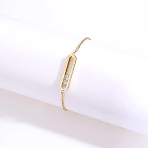 Elegante Glam Lujoso Cuadrado 201 Acero Inoxidable 18K Chapado En Oro Circón Pulseras A Granel - Product Image 2