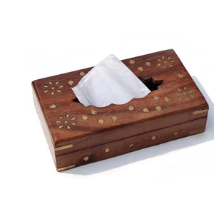 Boîte à mouchoirs en bois 100% écologique, fabriquée à la main par ROSHAN HANDICRAFTS, design moderne, pour la décoration de la maison, la salle de bain d'hôtel, la vaisselle - Product Image 3