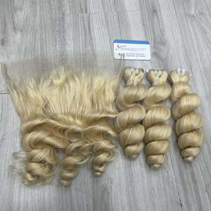 Top Trending Blonde Color Loose wave Weft Vietnamese Human Hair No Shedding No <b>Tangles</b> - Product Image 5