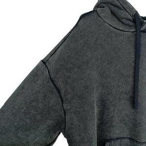 Custom High Quality Heavyweight Vintage Unisex Acid Stone Washed 100% Cotton Solid Winter Hoodies for Men - Product Image 3
