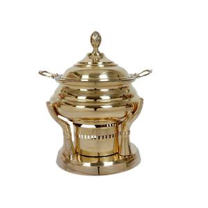 Haute qualité populaire maison ustensiles de cuisine Restaurant rond chauffe-plats avec support en métal noir buffet doré chauffe-plats - Product Image 4