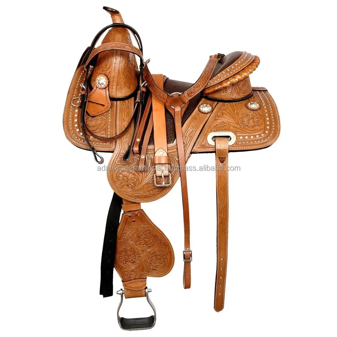 Melhor QualityHand Tooled Western Treeless Saddle designer sela | Western equestrian treeless sela atacadista Fabricante