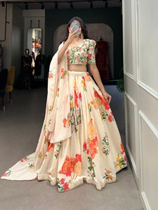 Hermosa elegante estampado floral Georgette Lehenga Choli - Product Image 3