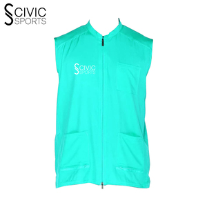 Superbe qualité Logo personnalisé Polyester Zip-up Top rouge-Orange coton de remplissage pour supermarché Barbier travail respirant tissu de laine - Product Image 1