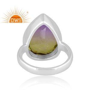 Nuevo diseño de plata de ley fina Natural Bio Peacock Doublet Cuarzo Piedra preciosa Anillo apilable Fabricante de joyas - Product Image 4