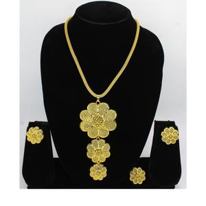 Parure de bijoux collier avec boucles d'oreilles en laiton plaqué or pur parure de bijoux collier design haute qualité Émirats arabes unis Dubaï - Product Image 1