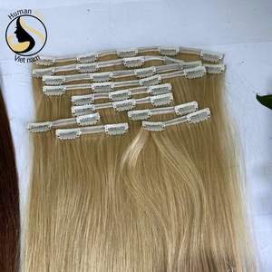 Wholesale Top Quality 613 Color Double Drawn Bone Straight <b>Clip</b> In Hair <b>Extensions</b> 100% Human Hair - Product Image 2