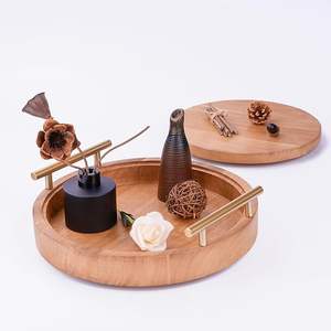 ถาดไม้กลมขนาด12นิ้วพร้อมที่จับสำหรับตกแต่งห้องชุด2ชิ้นเป็นมิตรกับสิ่งแวดล้อม - Product Image 1